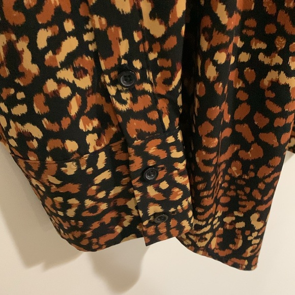Nine West Animal Print Button Down Long Sleeve Blouse, Women’s Size 1X - Picture 3 of 10